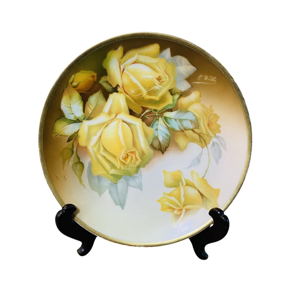 Antique Thomas Sevres Bavaria La Reine Hand Painted Floral Plate c. 1908–1930